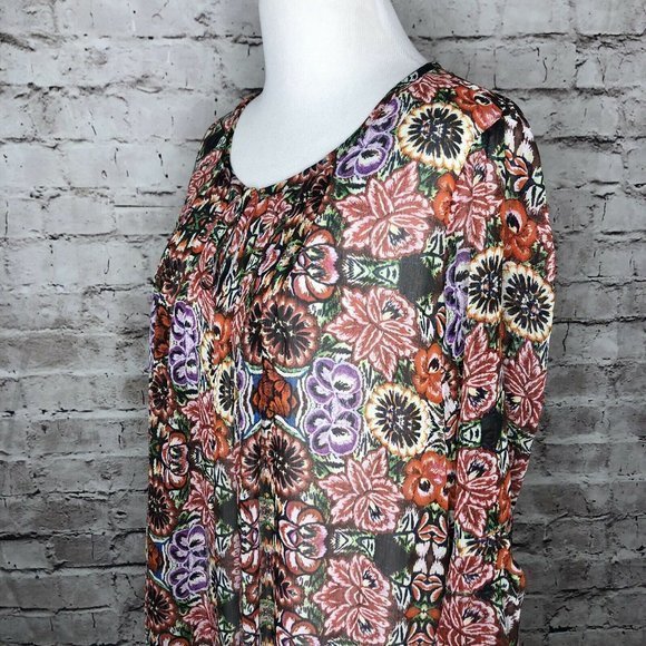 Rebecca Minkoff Floral Keyhole Neck Sheer Blouse - Picture 6 of 12